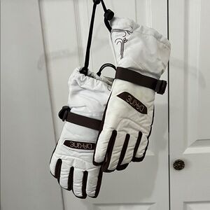 Dakine White and Brown Winter Gloves